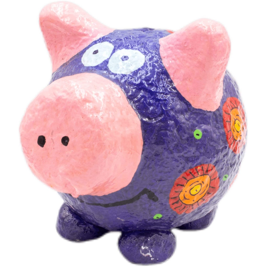 Handmade & Painted Paper Mache Piggy Bank - Crafts of Africa