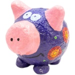 handmade painted paper mache piggy bank 3