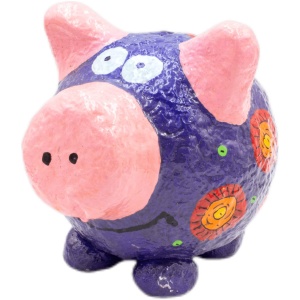 handmade painted paper mache piggy bank 3