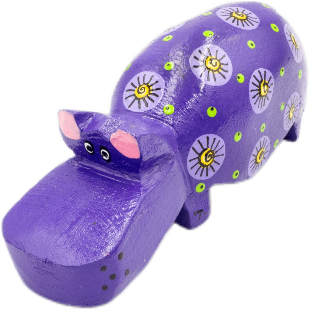 handmade painted wood hippo 11