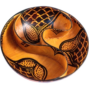 Wooden Bowl With Spiral Partition And Animal Print Pattern 2
