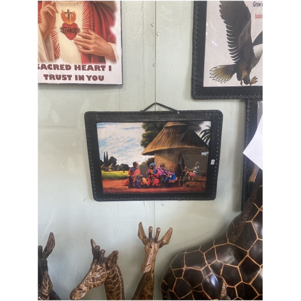 leather framed wall picture