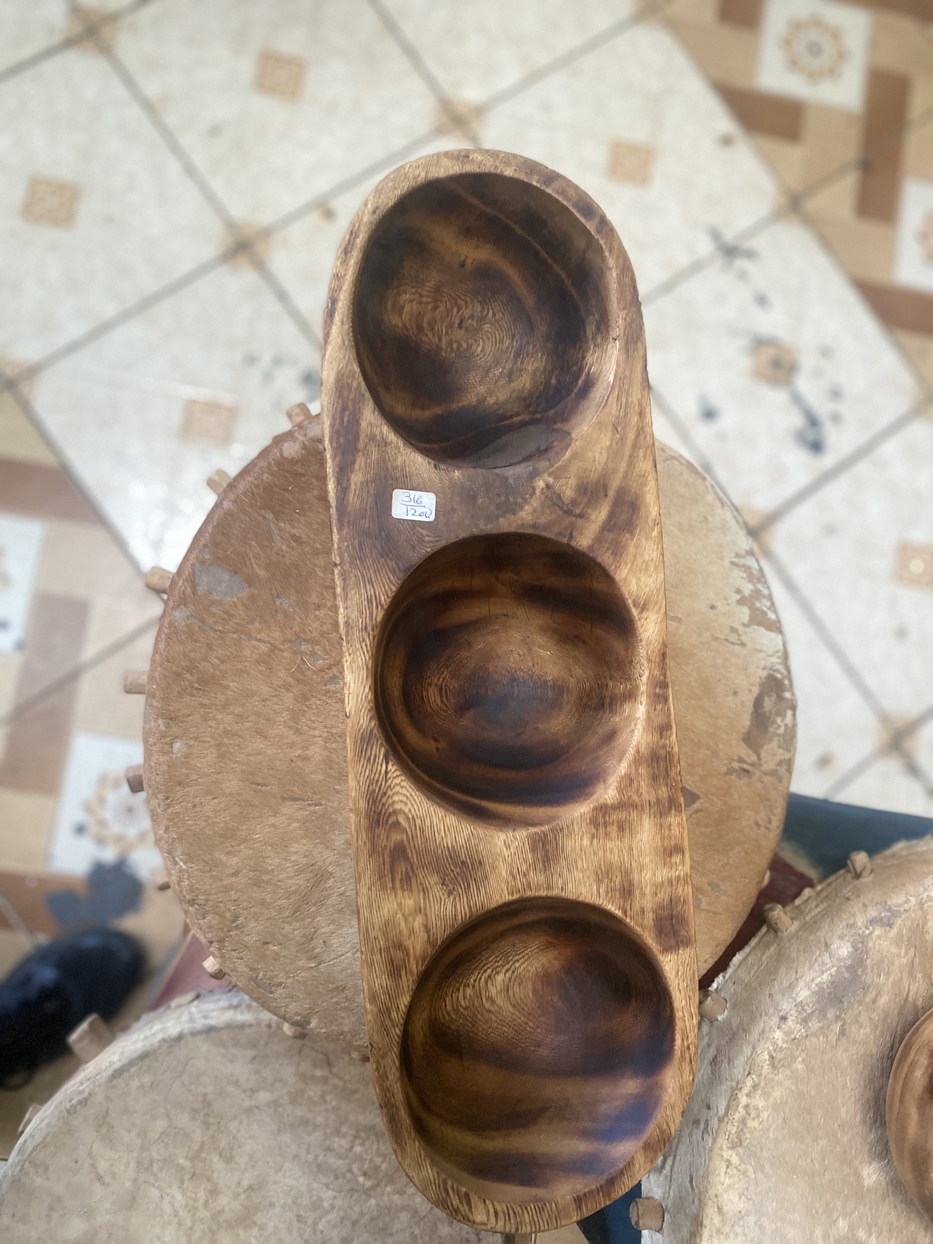 wooden 3 bowl serving dish 2