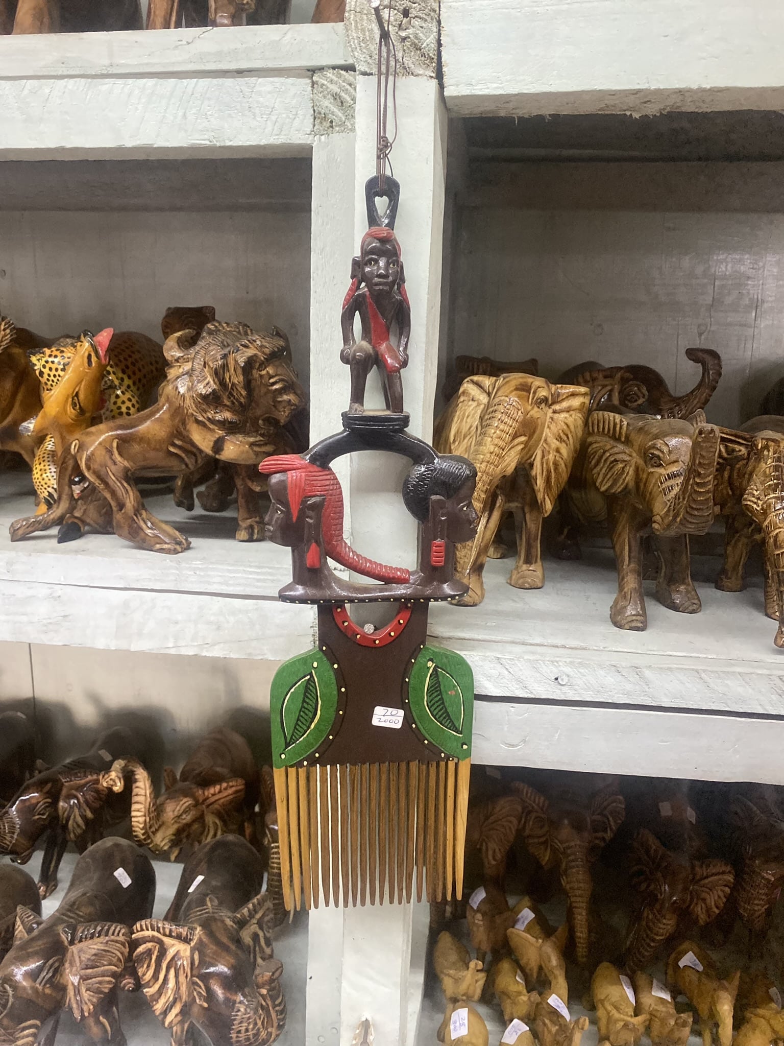 wooden 3 head wall ornament
