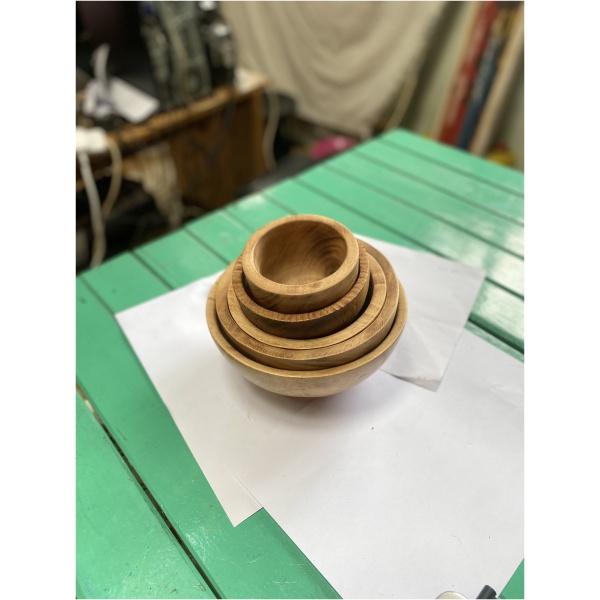 wooden 5 bowl set