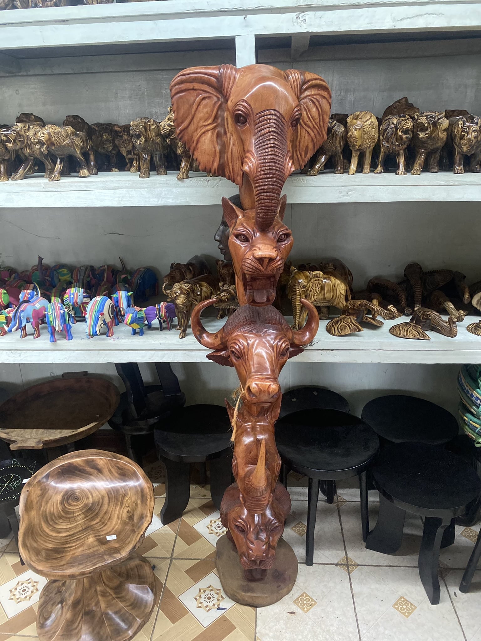 wooden animal totem pole 2