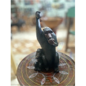 wooden baboon with infant 2