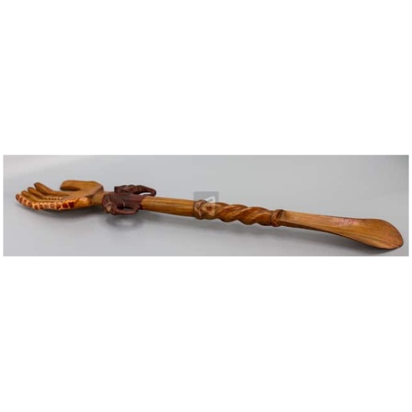 wooden back scratcher with animals