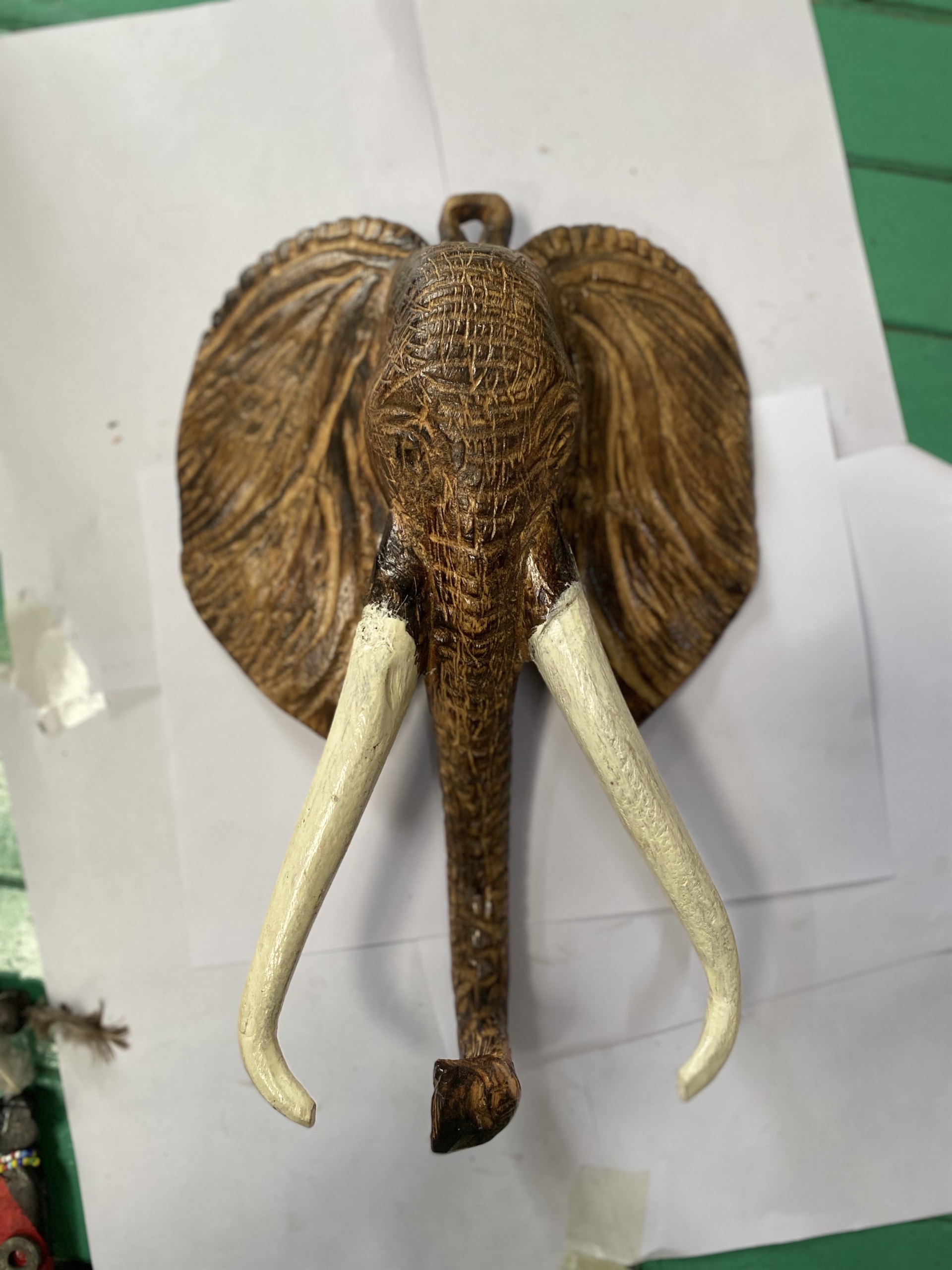 wooden elephant head wall decoration small