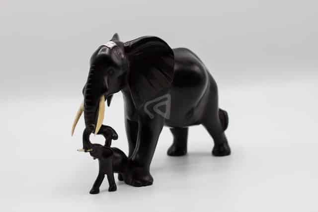 wooden elephant with calf 2