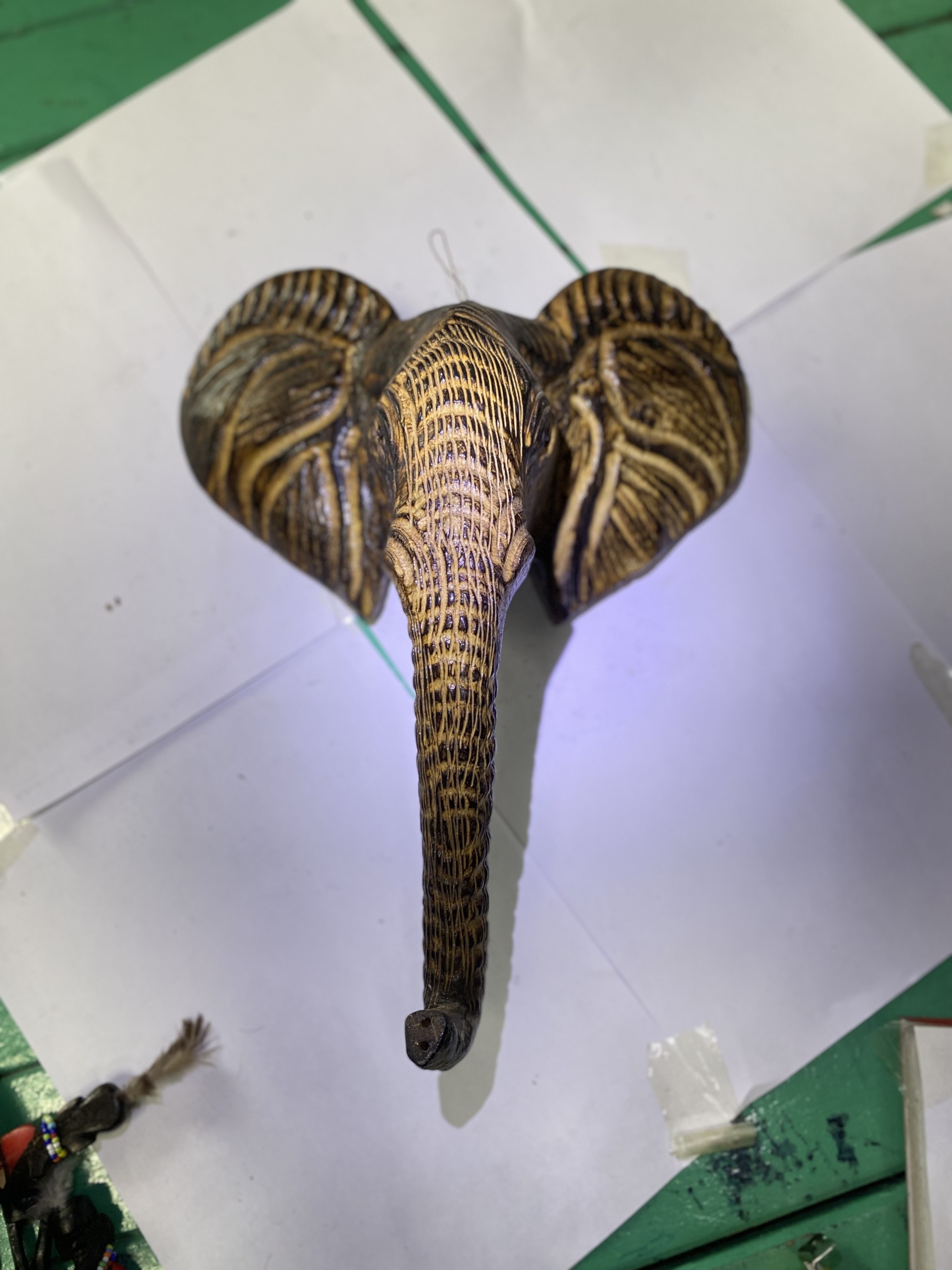 wooden elphant head wall art 2