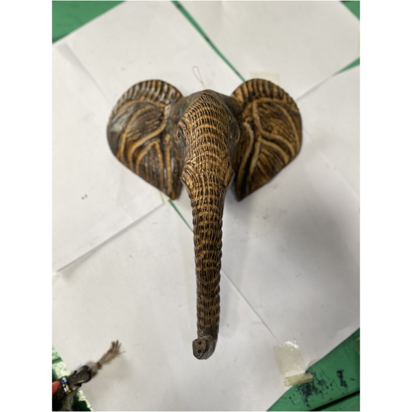 wooden elphant head wall art