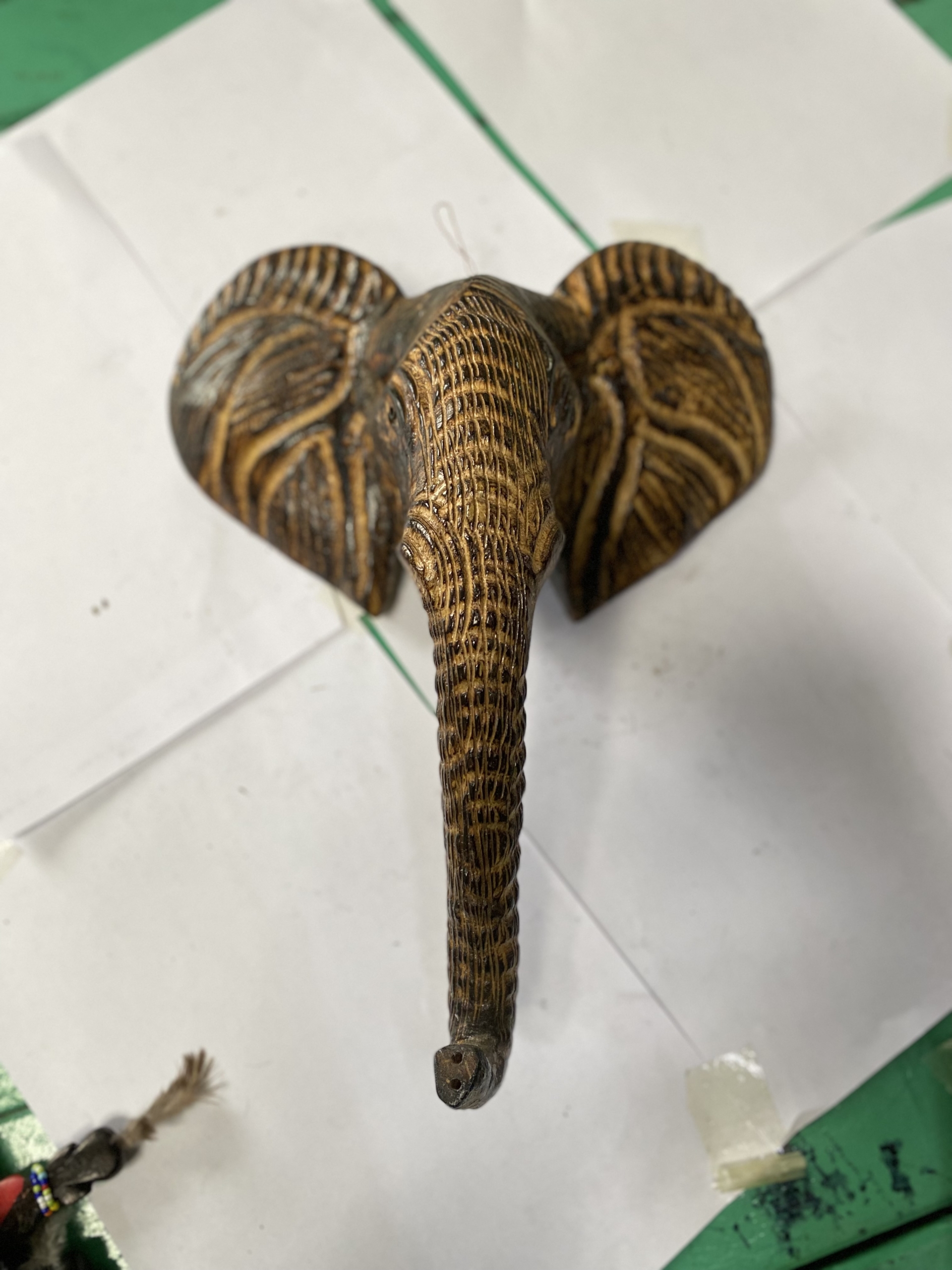 wooden elphant head wall art
