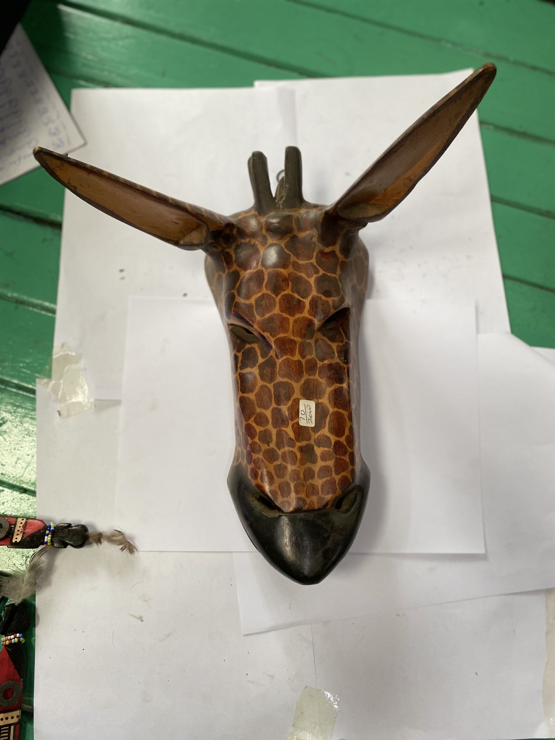 wooden giraffe mask wall art 2