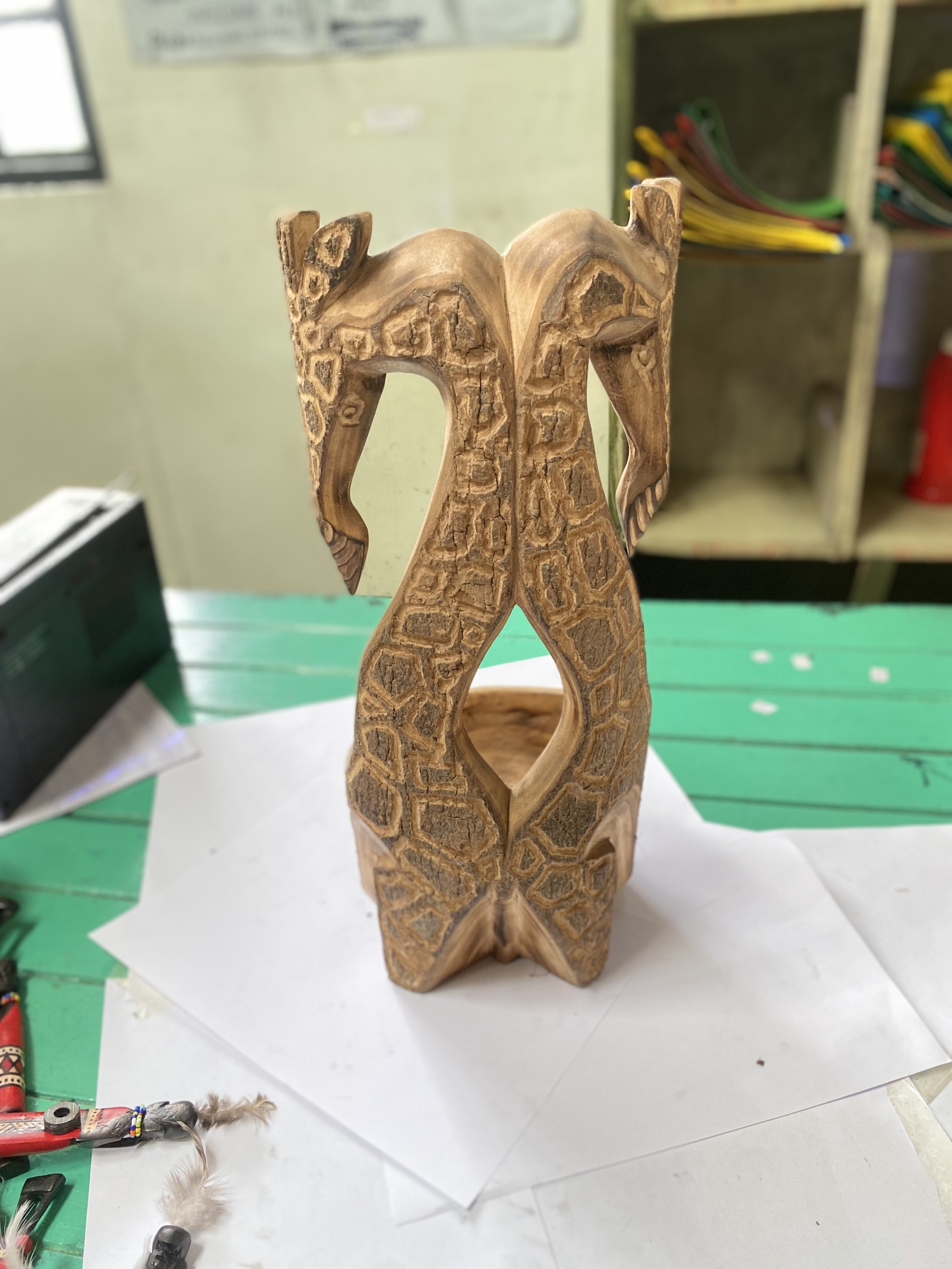 wooden giraffe shaped cupl