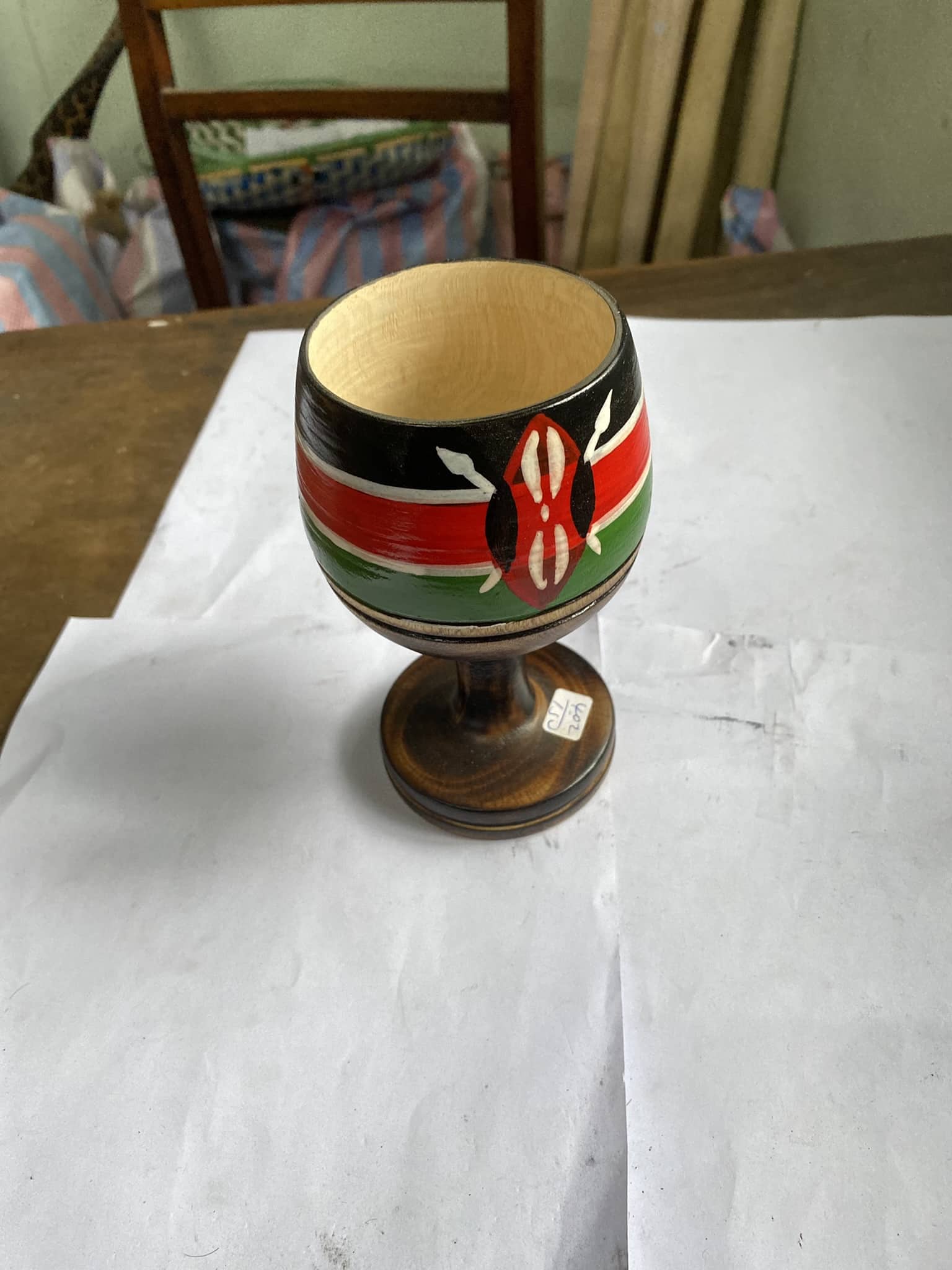wooden goblet kentya flag