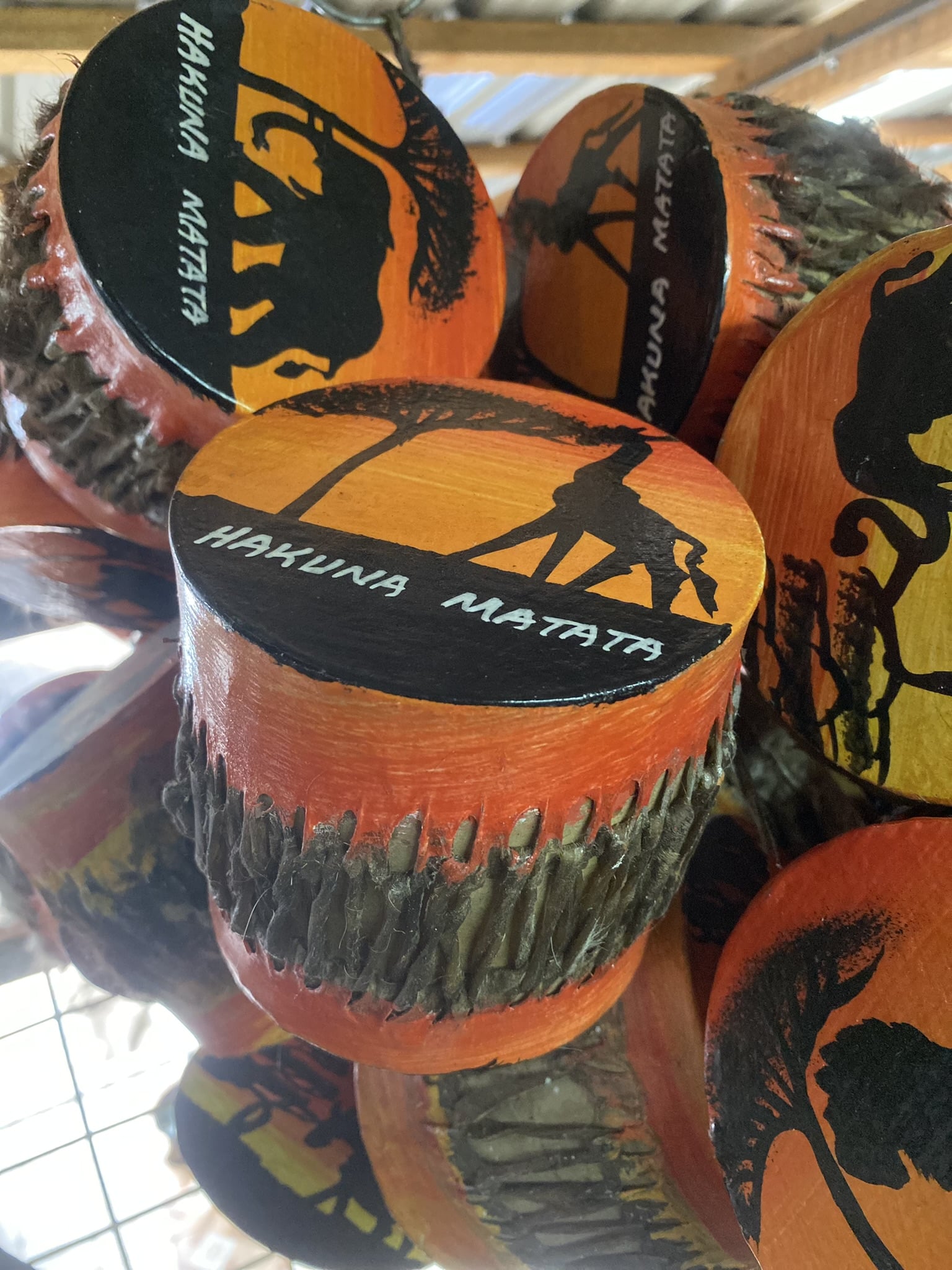 wooden hakuna matata orange drums 2
