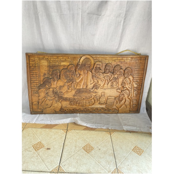 wooden last supper wall carved picture