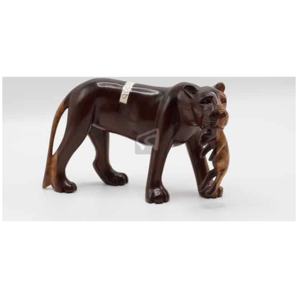 wooden lionese with cub