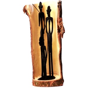 Men Carved Inside A Raw Neem Tree Trunk