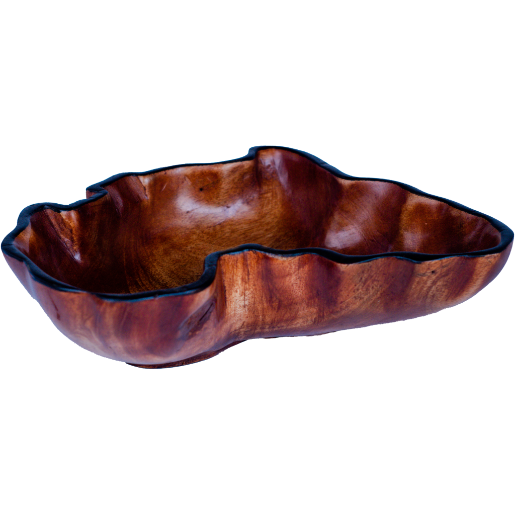 木製食器　天然木アフリカ地図のプレート Oval Bowl with African Map Pattern - Crafts of Africa